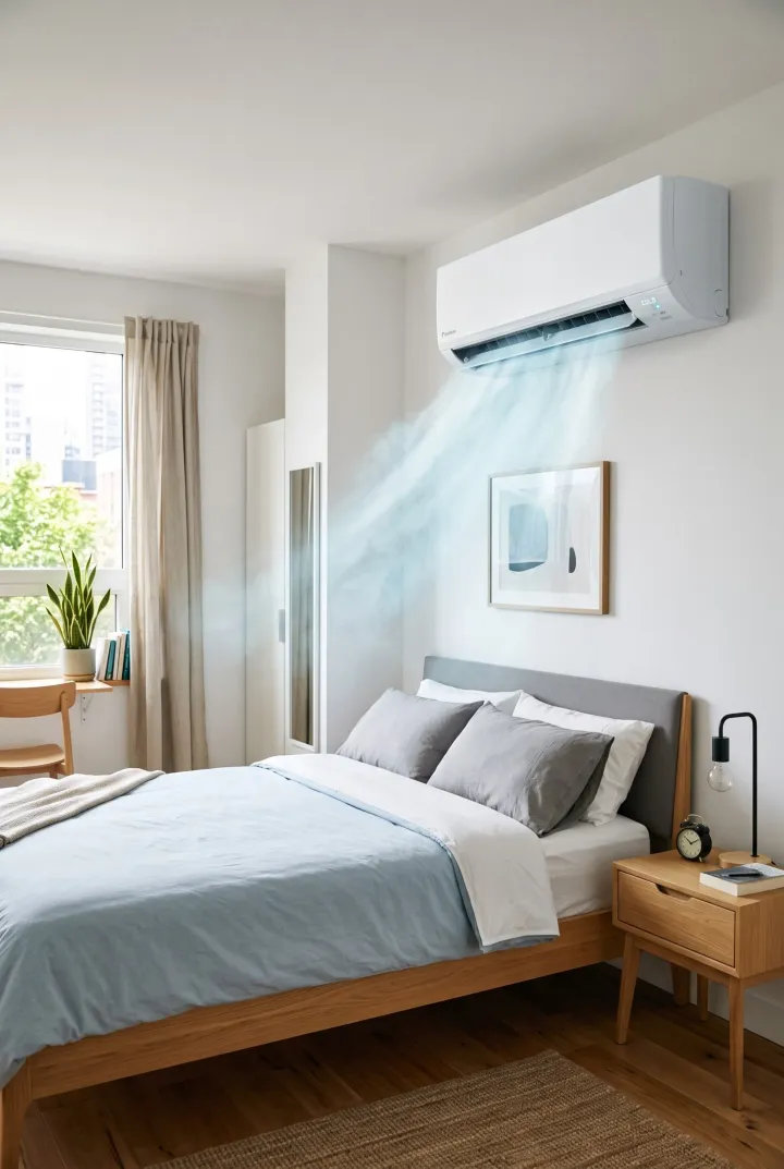 Wall-mounted air conditioning unit installed in a Wigan home