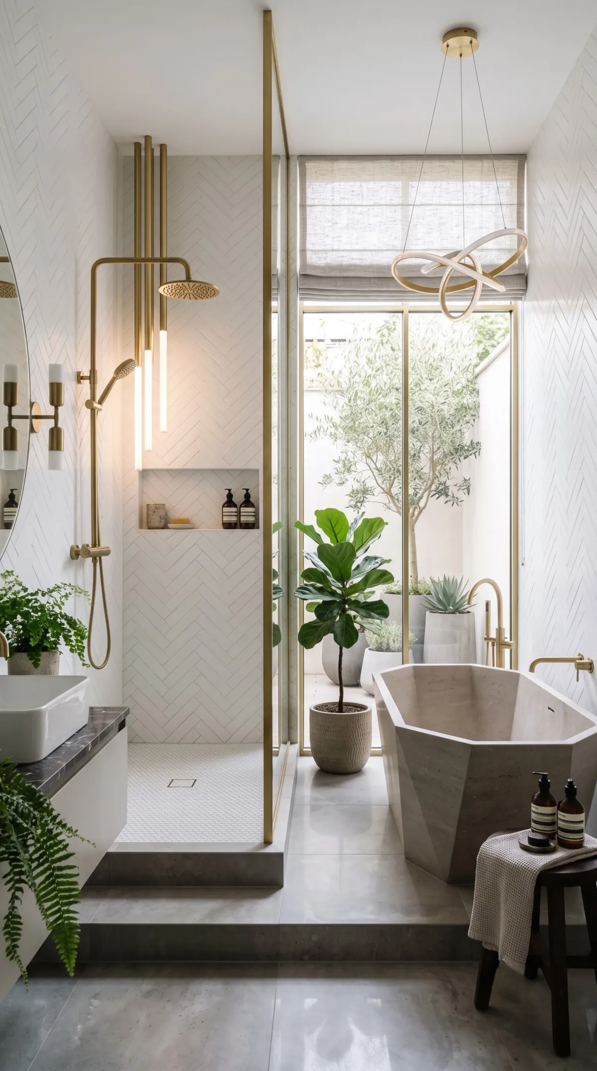 Modern new bathroom installation with walk-in shower in Wigan